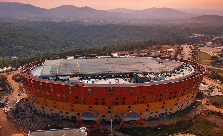Aerial view of International Convention and Expo Centre Goa